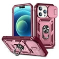 thumbnail image 1 of Dteck Case for iPhone 16 Pro with Slide Lens Cover, Shockproof Finger Ring Holder Stand, Military Grade Drop Protection fit Magnetic Car Mount for iPhone 16 Pro,Pink+Red, 1 of 11