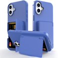 thumbnail image 1 of Dteck Case for iPhone 16 Shockproof  Wallet Case with Card Holder (3-4 Cards) & Hidden Mirror, Military Grade Drop Protection, Rugged Protective Flip Cover for iPhone 16,Blue, 1 of 7