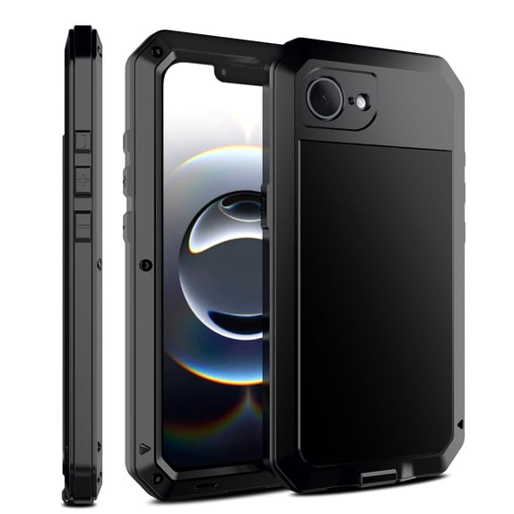 Dteck Case for iPhone 16e,Heavy Duty Shockproof Rugged Case with Built-in Glass Screen Protector, 360 Full Body DustProof Protective Cover for iPhone 16e, Black