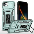 thumbnail image 1 of Dteck Case for iPhone 16e / iPhone 17e,Shockproof Rugged Case with Slide Camera Cover Rotated Ring Kickstand Military-Grade TPU+PC Back Phone Case for iPhone 16e/17e,Darkgreen, 1 of 7