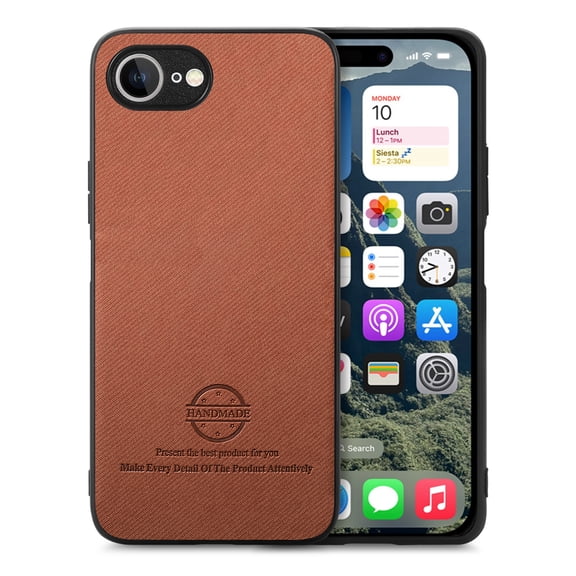 Dteck Case for iPhone 16e,Slim Premium Canvas Grain PU Leather,Soft TPU Bumper,Non-Slip Anti-Scratch Shock-Absorbent,Protective Phone Cover for iPhone 16e,Brown