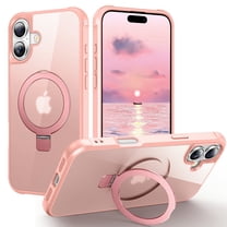Dteck Case for iPhone 17,Magnetic Invisible Stand Compatible with MagSafe Military Grade Drop Protection Slim TPU PC Frosted Translucent Back Shockproof Protective Cover,Pink