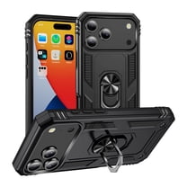 Dteck Case for iPhone 17 Pro,Military Grade Drop Impact Case 360 Metal Rotating Ring Kickstand Holder Armor Heavy Duty Shockproof Cover for iPhone 17 Pro ,Black