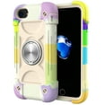 thumbnail image 1 of Dteck Case for iPhone SE3/SE2/7/8 4.7", Heavy-Duty Military Grade Rugged Case with Ring Stand for iPhone SE 2022 / SE 2022 / iPhone 8 / iPhone 7,Rainbow Purple, 1 of 6