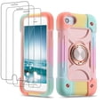thumbnail image 1 of Dteck Case for iPhone SE3/SE2/8/7/6S/6 4.7", Heavy-Duty Military Grade Rugged Case with Ring Stand & 3 Pack Screen Protectors for iPhone SE 2022 / SE 2022 / iPhone 8 / iPhone 7,Rainbow Rosegold, 1 of 6