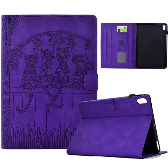 Dteck Case for ipad 9.7 inch 5th/6th Generation 2017/2018, Protective Leather Case for ipad 9.7 Air 1/2 Gen, Embossed Stand with Multiple Viewing Angles Stand PU Leather Back Cover, Purple