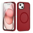 thumbnail image 1 of Dteck Case with Tempered Glass Screen Protector for iPhone 15,Shockproof Rubber Case Compatible with MagSafe Hybrid PC Full Body Protection Cover,Red, 1 of 6