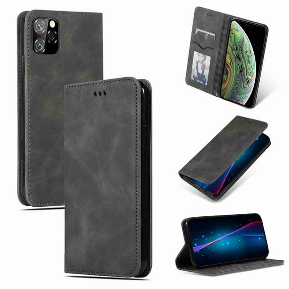 Dteck Classical Wallet Case with Card Holder Leather Flip Case with Kickstand and Magnetic Closure TPU Shockproof Protective Cover , For iPhone 11 Pro Max (6.5 inch), gray