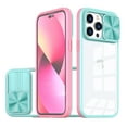 thumbnail image 1 of Dteck Clear Back Case for iPhone 16 Pro with Sliding Window Protection, Shockproof Anti-Yellow Hard Rugged Soft Frame Protective Cover, Skyblue, 1 of 6