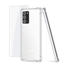 Dteck Clear Case For Samsung Galaxy Note 20 / Note 20 5G with Tempered Glass Screen Protector, Ultra Slim Fit Soft TPU Bumper Four Corner Protection Shockproof Case Transparent Back Cover