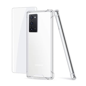 Dteck Clear Case For Samsung Galaxy Note 20 Ultra / Note 20 Ultra 5G with Tempered Glass Screen Protector, Ultra Slim Fit Soft TPU Bumper Four Corner Protection Shockproof Case Transparent Back Cover