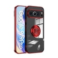 thumbnail image 1 of Dteck Clear Case for Google Pixel 9 / 9 Pro,Shockproof Plating TPU Ring Holder Kickstand Magnetic Case Slim Transparent Back Cover for Google Pixel 9 / 9 Pro,Red, 1 of 5