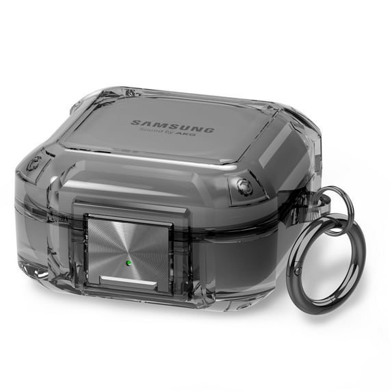 Dteck Clear Case with Lock for Samsung Galaxy Buds FE (2023)/Buds 2 Pro (2022)/Buds 2 (2021)/Buds Pro (2021)/Buds Live (2020) Case Cover with Keychain,Black