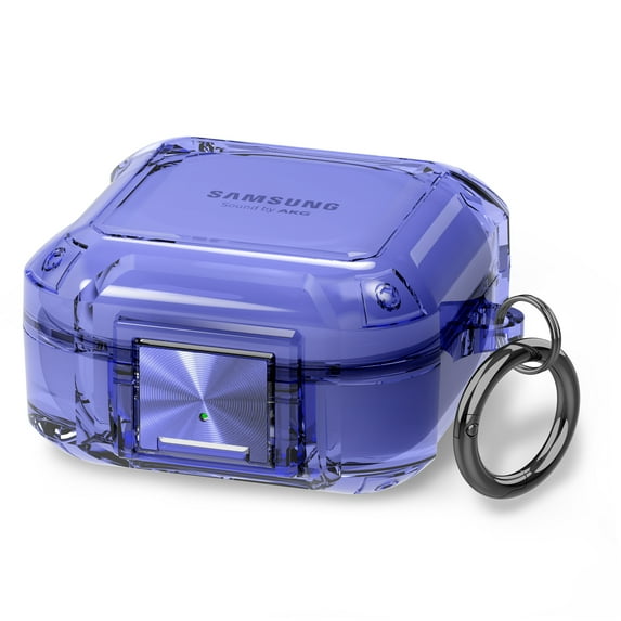 Dteck Clear Case with Lock for Samsung Galaxy Buds FE (2023)/Buds 2 Pro (2022)/Buds 2 (2021)/Buds Pro (2021)/Buds Live (2020) Case Cover with Keychain,Blue