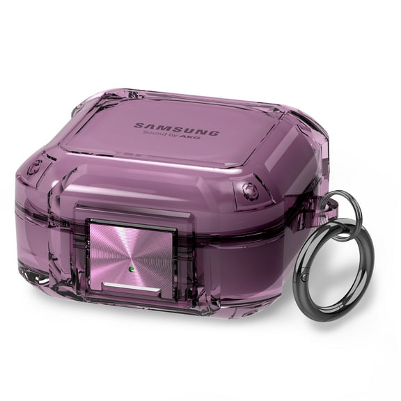 Dteck Clear Case with Lock for Samsung Galaxy Buds FE (2023)/Buds 2 Pro (2022)/Buds 2 (2021)/Buds Pro (2021)/Buds Live (2020) Case Cover with Keychain,Purple
