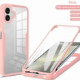 thumbnail image 1 of Dteck Clear Case for Samsung Galaxy A06 (2024), With Soft PET Screen Protector Full Body Protection Hard PC Back Shell+Soft TPU Bumper Shockproof Rugged Cover, Pink, 1 of 8