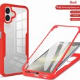 thumbnail image 1 of Dteck Clear Case for Samsung Galaxy A06 (2024), With Soft PET Screen Protector Full Body Protection Hard PC Back Shell+Soft TPU Bumper Shockproof Rugged Cover, Red, 1 of 8