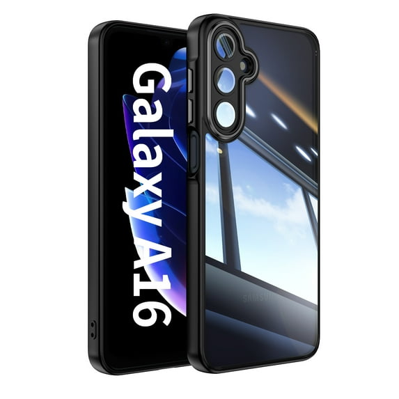 Dteck Clear Case for Samsung Galaxy A16 5G, Built-in Camera Lens Protector Case Non-Yellowing Shockproof Bumper Protective Shell Anti-Scratch Hard PC Back Cover,Black