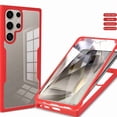 thumbnail image 1 of Dteck Clear Case for Samsung Galaxy S25 Ultra, With Soft PET Screen Protector Full Body Protection Hard PC Back Shell+Soft TPU Bumper Shockproof Rugged Cover, Red, 1 of 11