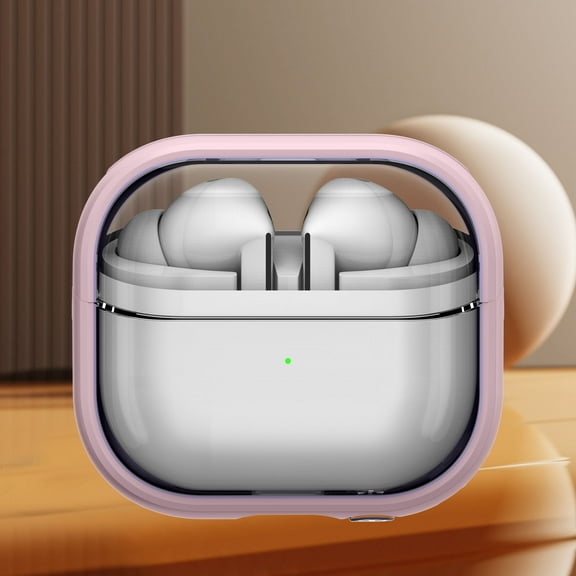 Dteck Clear Case for Samsung Galaxy Buds 3 / 3 Pro,Shockproof TPU+PC Charging Case Kickstand Cover with KeyChain,Pink