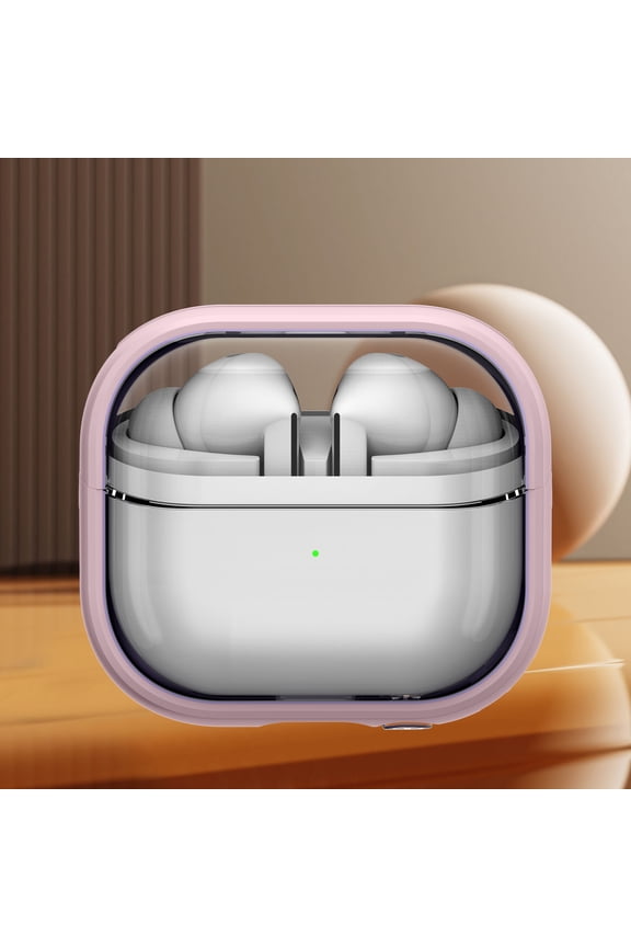 Clear Case for Samsung Galaxy Buds 3 / 3 Pro,Shockproof TPU+PC Charging Case Kickstand Cover with KeyChain,Pink