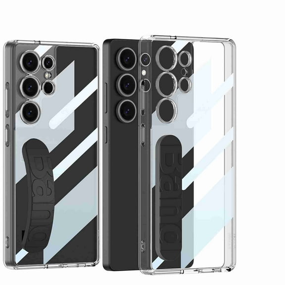 Dteck Clear Case for Samsung Galaxy S24, Shockproof Silicone Wrist Strap Case Soft Shockproof Camera Protection Phone Cover, Black