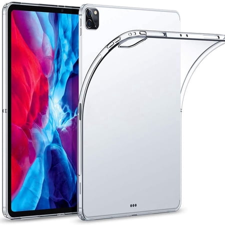 Dteck Clear Case for iPad Pro 12.9 2020/2018, Support Apple Pencil Charging, Slim Fit Lightweight Silicone Back Cover for iPad Pro 12.9", Transparent