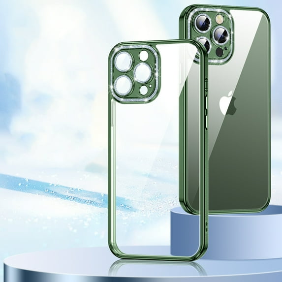 Dteck Clear Case for iPhone 13 Transparent Crystal Case Sparkle Camera Protection Soft TPU Ultra Slim Thin Shockproof Case For iPhone 13,Darkgreen