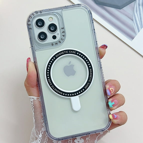 Dteck Clear Case for iPhone 12 / iPhone 12 Pro, Compatible with MagSafe, Hybrid Shockproof Military-Grade Protection, Yellowing Resistant, Magnetic Phone Case 6.1 Inch,Black