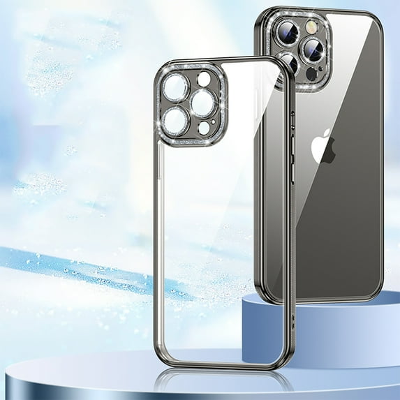 Dteck Clear Case for iPhone 12 Pro Max 6.7 inch,Luxury Crystal Transparent Sparkle Camera Protection and Shockproof Soft TPU Ultra Slim Cover.For iPhone 12 Pro Max,Black