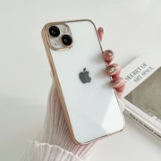 Dteck Clear Case for iPhone 12 Pro Max, Silicone Transparent Back Soft TPU Bumper Shockproof Plating Gold Edge Ultra Slim Phone Cover with Camera Lens Protectors For iPhone 12 Pro Max,Gold