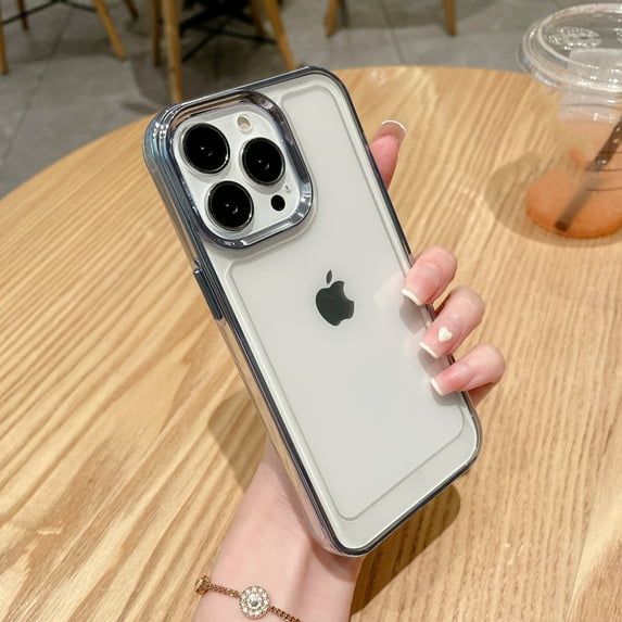 Dteck Clear Case for iPhone 13 Pro Max Ultra Slim Luxury Electroplate Edge Transparent Shockproof Anti-yellowing Case Cover For iPhone 13 Pro Max,Blue