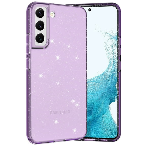 Dteck Clear Glitter for Samsung Galaxy S23,Military Drop Protection Sparkly Shiny Bling Slim Thin Soft Rubber Protective Phone Cover for Galaxy S23,Purple