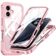 thumbnail image 1 of Dteck Clear Hard Shell Case for iPhone 16 Plus, with Built in Screen Protector, Compatible with Magsafe Accessory, Metal Frame Bumper Screen Sensitivity Full Body Protection Double Sided Cover, Pink, 1 of 4