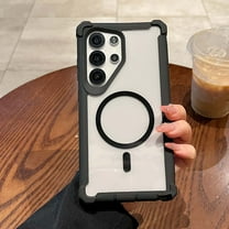 Dteck Clear Magnetic Case for Samsung Galaxy S25 Ultra,Shockproof TPU PC Case Compatible with Mag Safe Transparent Back Cover for Samsung Galaxy S25 Ultra,Black