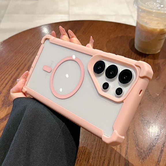 Dteck Clear Magnetic Case for Samsung Galaxy S25 Ultra,Shockproof TPU+PC Case Compatible with Mag Safe Transparent Back Cover for Samsung Galaxy S25 Ultra,Rosegold