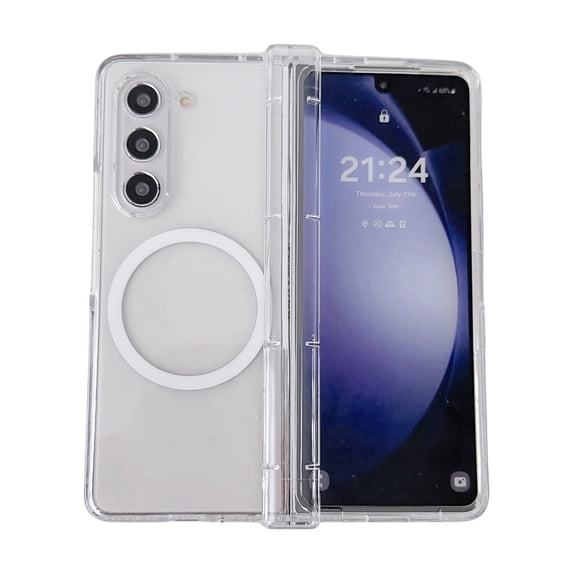 Dteck Clear Magnetic Case for Samsung Galaxy Z Fold 5,Shockproof Hinge Protection PC Case Compatible with Mag Safe Cover for Galaxy Z Fold 5,Clear