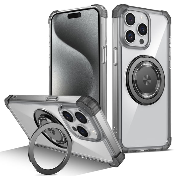 Dteck Clear Magnetic Case for iPhone 14 Pro Max,Shockproof TPU/PC Anti-Yellow Case Compatible with MagSafe Invisible Stand Shockproof Cover, Black