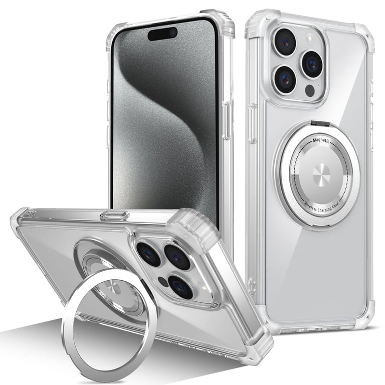 360° Rotatable Ring & 180° Foldable Stand For IPhone 14 Case Clear, Compatible With MagSafe, Non-Yellowing, Military Drop Protection, Magnetic Phone Cover For Women Men, Black