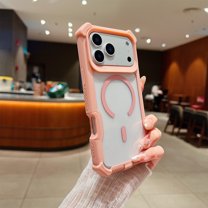 Dteck Clear Magnetic Case for iPhone 17 Pro Max,Shockproof TPU PC Case Compatible with Mag Safe Transparent Back Cover for iPhone 17 Pro Max,Rosegold