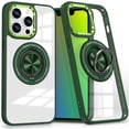thumbnail image 1 of Dteck Clear Magnetic Case for iPhone 11,Shockproof TPU 360°Rotatable Ring Stand Case Compatible with MagSafe Transparent PC Back Cover for iPhone 11,Green, 1 of 8
