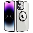 thumbnail image 1 of Dteck Clear Magnetic Case for iPhone 12,Shockproof Soft TPU Electro-plating Bumper Case Compatible with MagSafe Cover with Built-in Camera Lens Protector,Black, 1 of 6