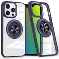 thumbnail image 1 of Dteck Clear Magnetic Case for iPhone 13 Pro,Shockproof TPU 360°Rotatable Ring Stand Case Compatible with MagSafe Transparent PC Back Cover for iPhone 13 Pro,Purple, 1 of 8