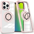 thumbnail image 1 of Dteck Clear Magnetic Case for iPhone 14 Pro Max,Shockproof TPU 360°Rotatable Ring Stand Case Compatible with MagSafe Transparent PC Back Cover for iPhone 14 Pro Max,Pink, 1 of 8