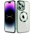 thumbnail image 1 of Dteck Clear Magnetic Case for iPhone 14 Pro,Shockproof Soft TPU Electro-plating Bumper Case Compatible with MagSafe Cover with Built-in Camera Lens Protector,Darkgreen, 1 of 6