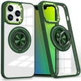 thumbnail image 1 of Dteck Clear Magnetic Case for iPhone 14 Pro,Shockproof TPU 360°Rotatable Ring Stand Case Compatible with MagSafe Transparent PC Back Cover for iPhone 14 Pro,Green, 1 of 8