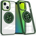 thumbnail image 1 of Dteck Clear Magnetic Case for iPhone 14,Shockproof TPU 360°Rotatable Ring Stand Case Compatible with MagSafe Transparent PC Back Cover for iPhone 14,Green, 1 of 7