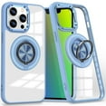 thumbnail image 1 of Dteck Clear Magnetic Case for iPhone 15 Pro,Shockproof TPU 360°Rotatable Ring Stand Case Compatible with MagSafe Transparent PC Back Cover for iPhone 15 Pro,Blue, 1 of 8