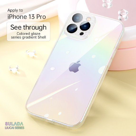 Dteck Color Plating 3D Coating for iPhone 13 Pro Case, 6.1 Inch, Crystal Camera Lens Protector, Shock Resistant Multicolor Electroplating Case Cover, Clear