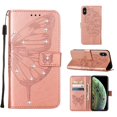 thumbnail image 1 of Dteck Compatible with Apple iPhone X,iPhone XS Bling Diamond Wallet Phone Case with Wrist Strap,Shockproof Embossed Pattern PU Leather Magnetic Flip Holder Card Slots Protective Case,Rosegold, 1 of 9
